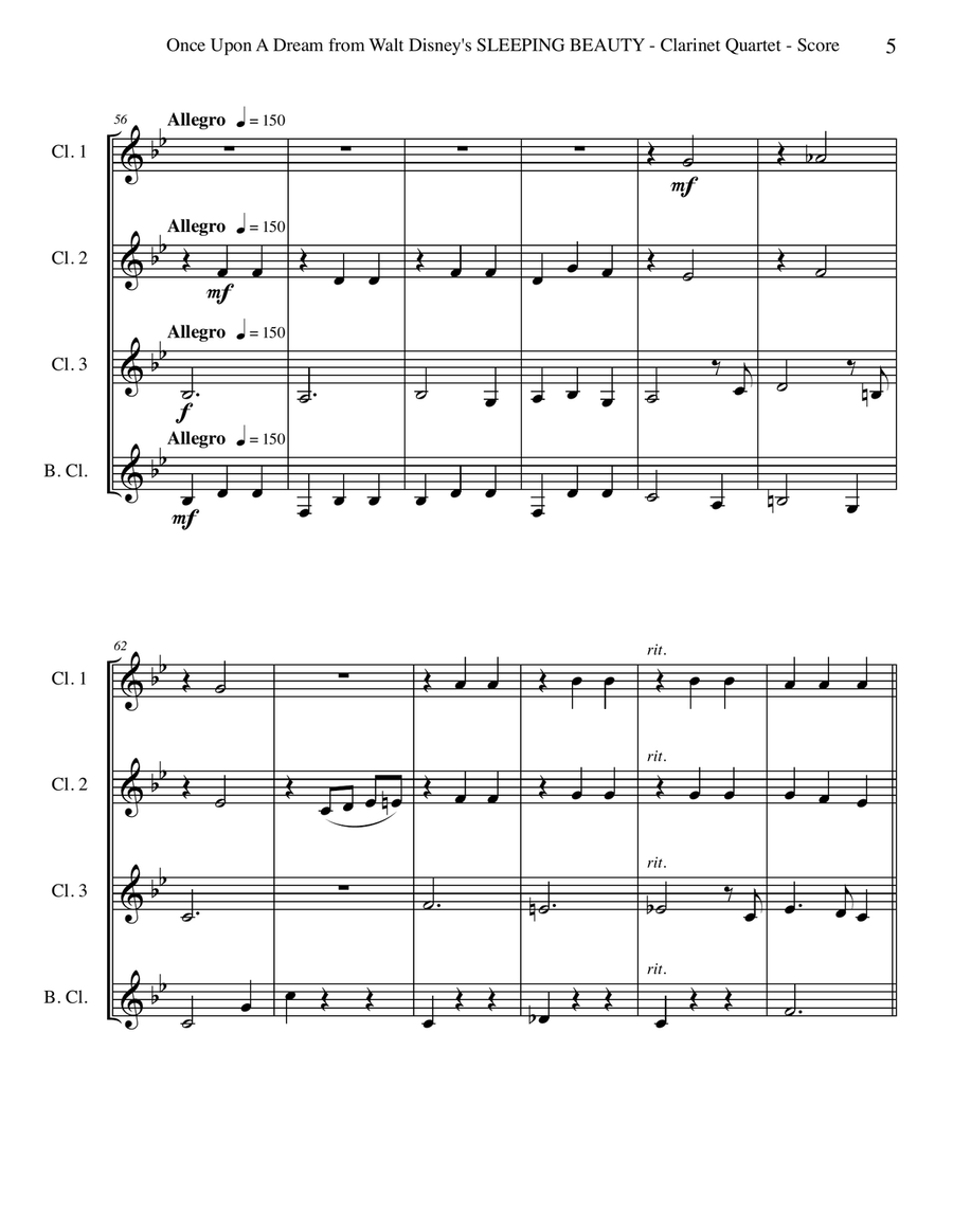 Once Upon A Dream Woodwind Quartet scores gallery preview page 5