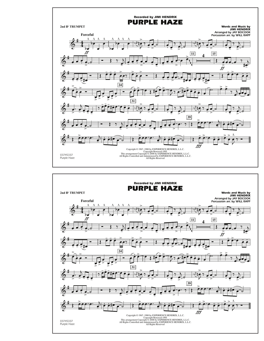 Purple Haze - 2nd Bb Trumpet B-Flat Trumpet scores gallery preview page 1