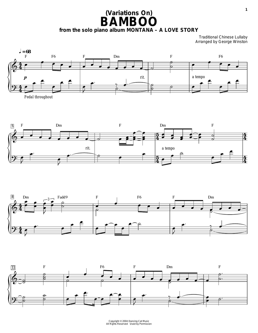 (Variations On) Bamboo Piano Solo scores gallery preview page 1