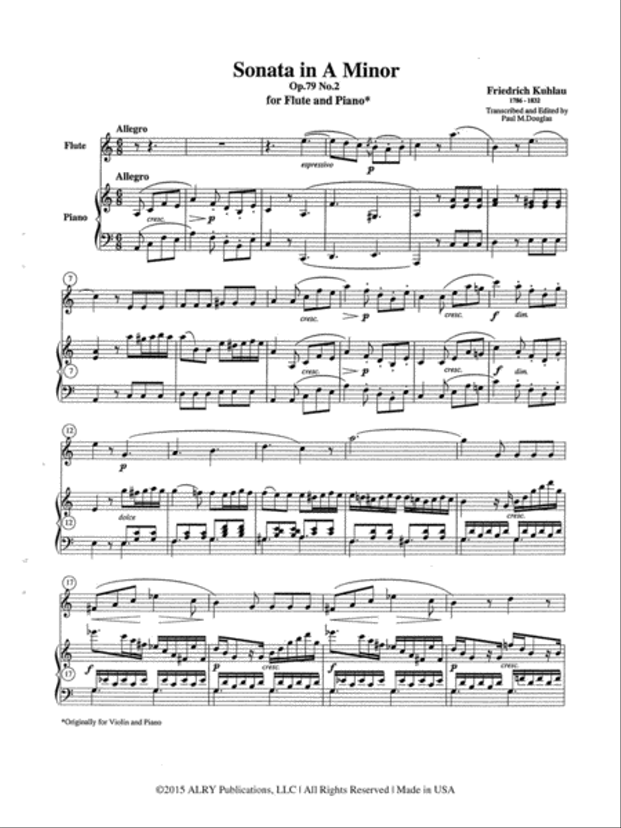Three Sonatas, Vol. II: Sonata in A Major, Op. 79, No. 2 Flute Solo scores gallery preview page 2