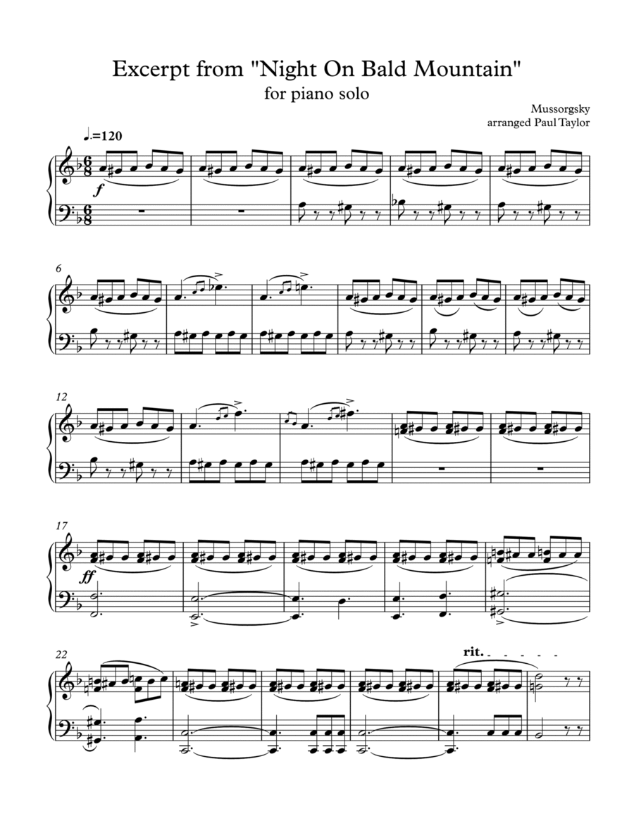 Night On Bald Mountain Piano Solo scores gallery preview page 1