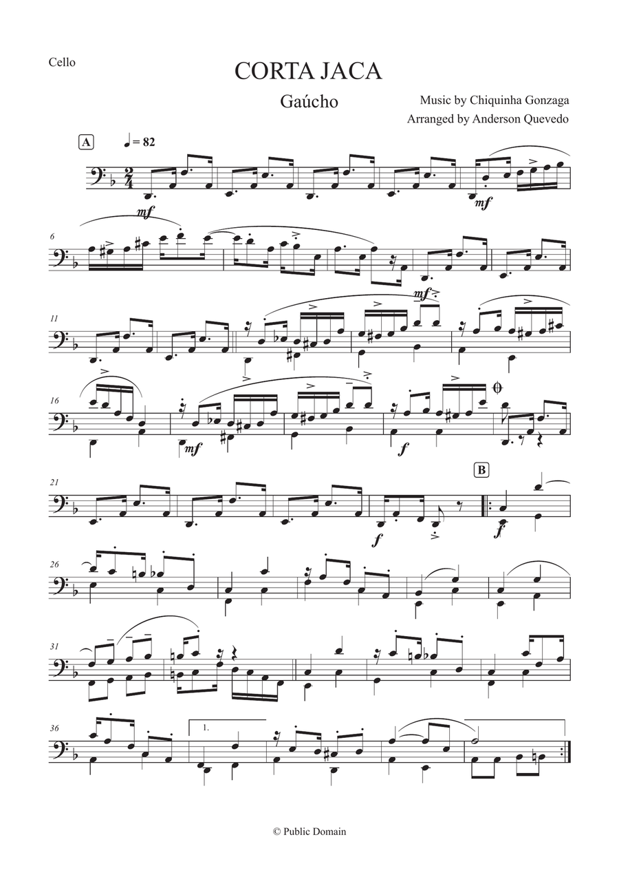 Corta Jaca (Gaucho) - Chiquinha Gonzaga for Cello Cello Solo scores gallery preview page 1