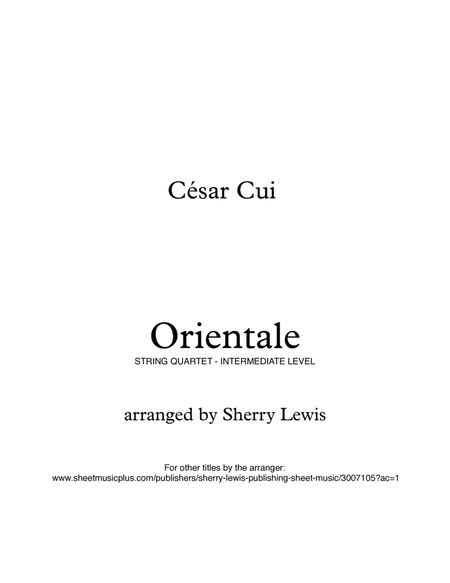 ORIENTALE, César Cui, String Quartet, Intermediate Level for 2 violins, viola and cello image number null