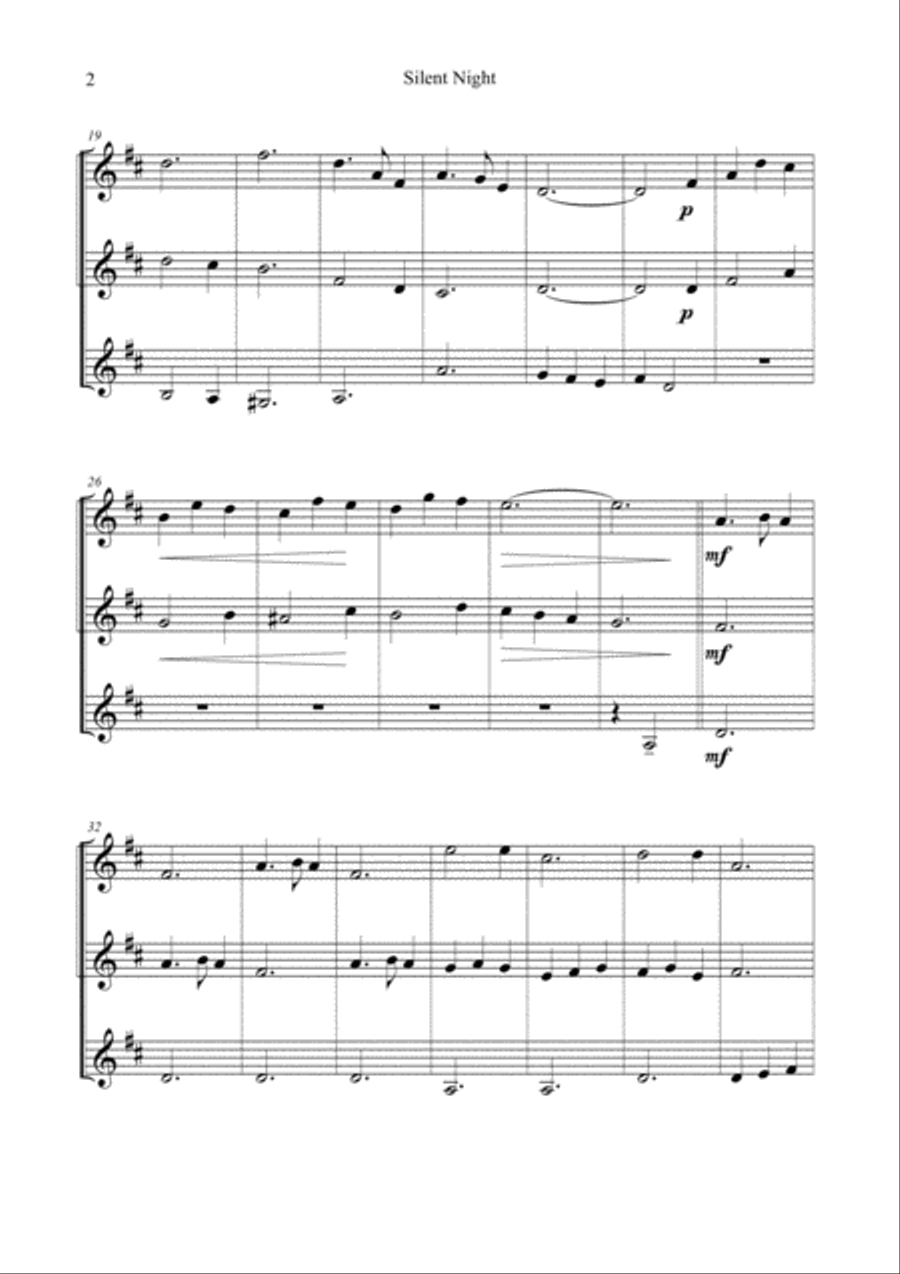 SILENT NIGHT - STILLE NACHT - for easy Clarinet Trio image number null
