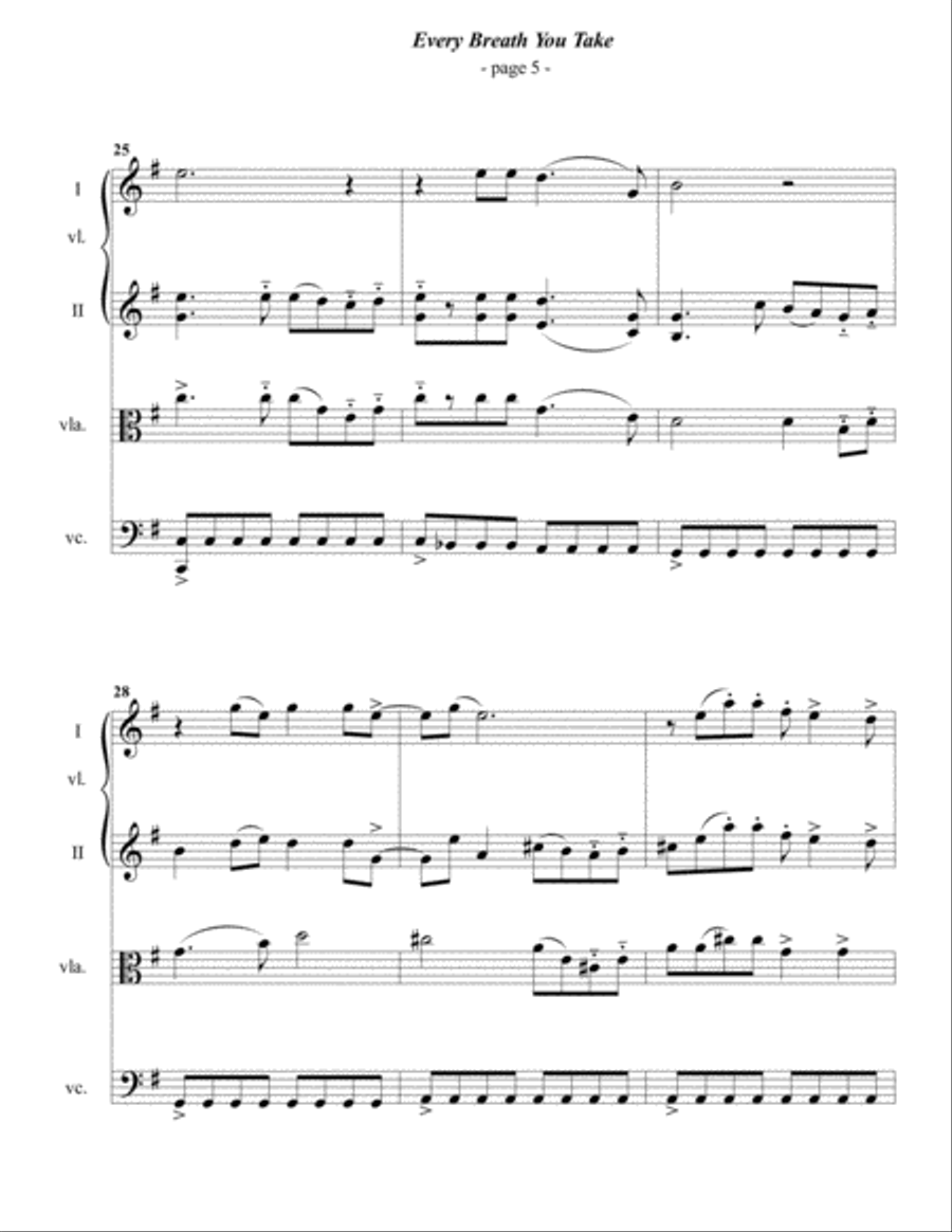 Every Breath You Take String Quartet scores gallery preview page 5