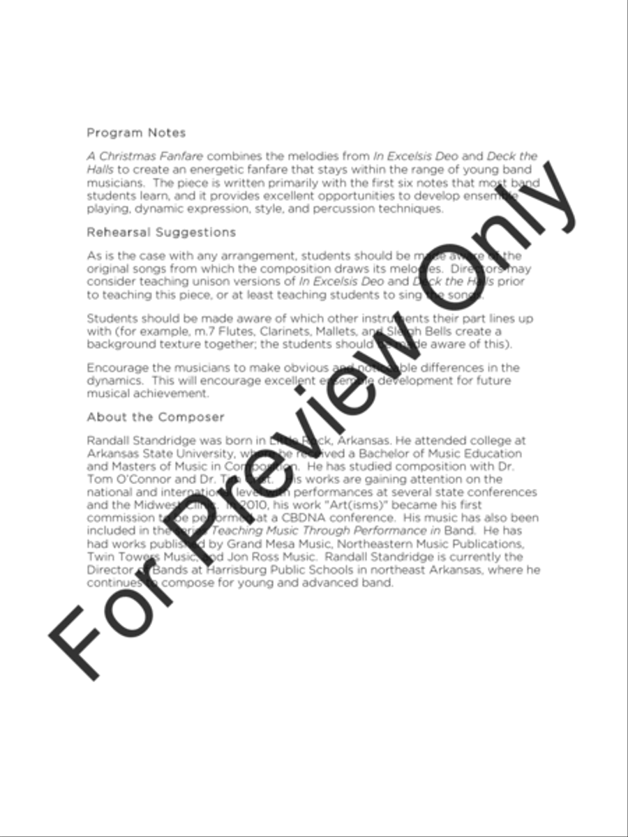 A Christmas Fanfare A Christmas Fanfare Concert Band scores gallery preview page 3