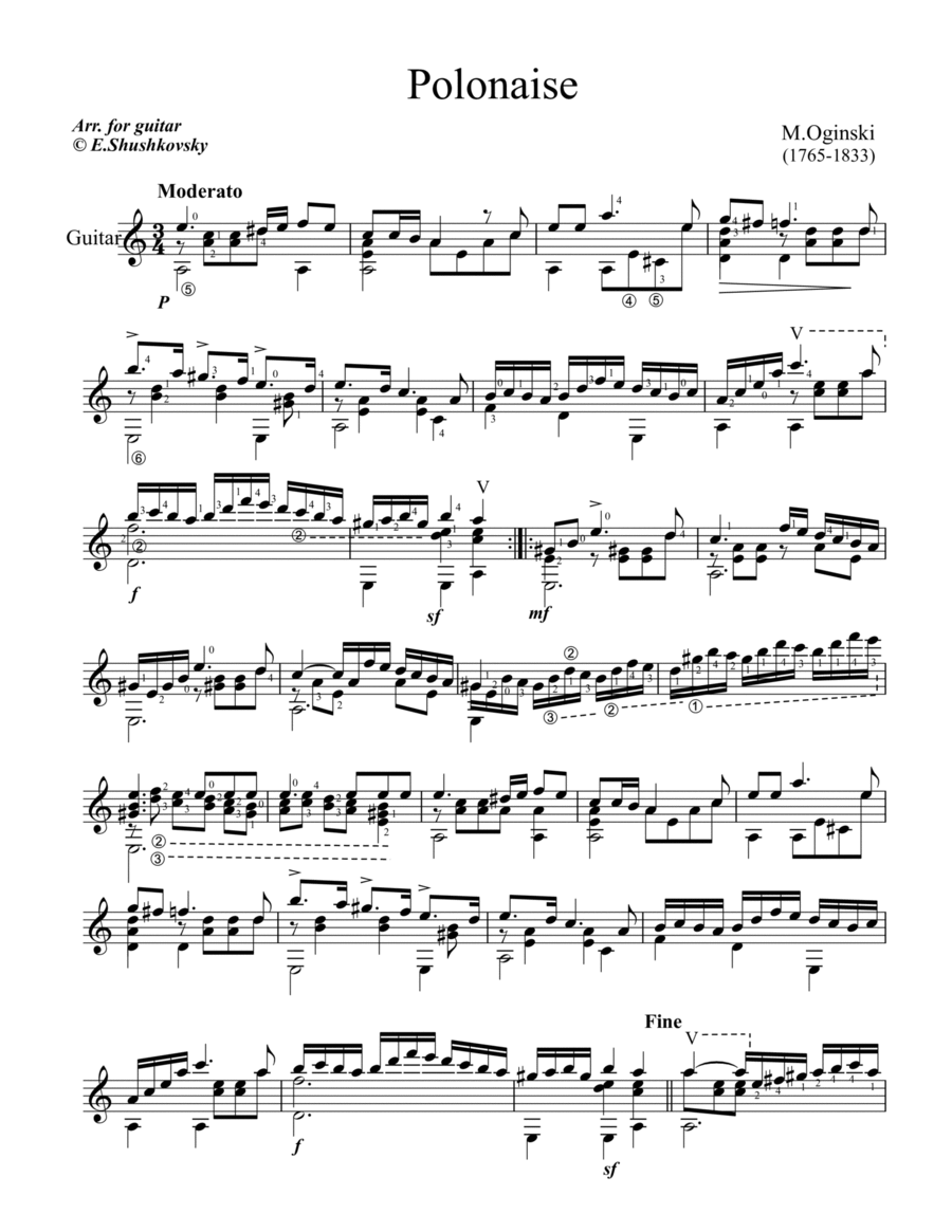 Polonaise Polonaise Acoustic Guitar scores gallery preview page 1