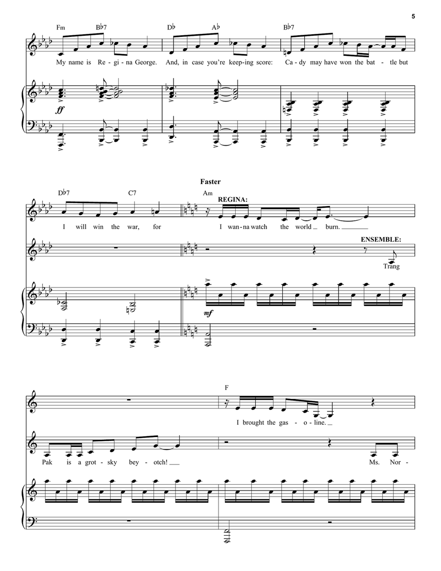 World Burn (from Mean Girls: The Broadway Musical) Voice scores gallery preview page 5