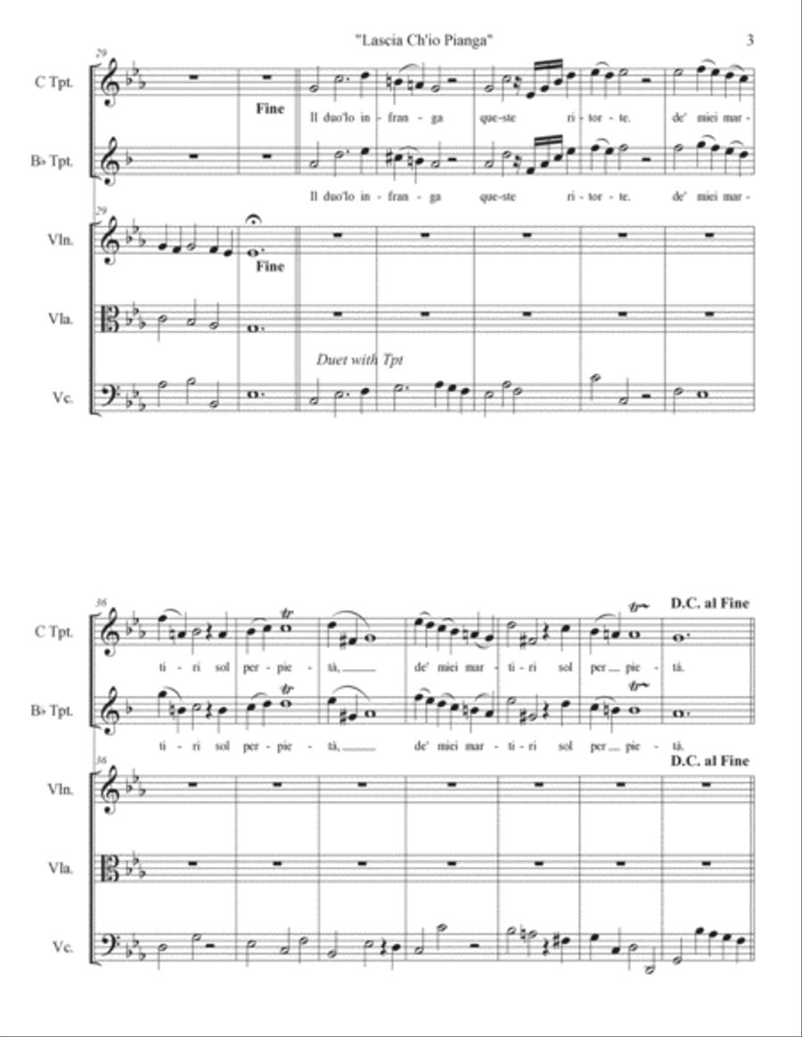 Lascia Ch'io Pianga (Aria from the Opera Rinaldo) for Trumpet & String Trio String Trio scores gallery preview page 3
