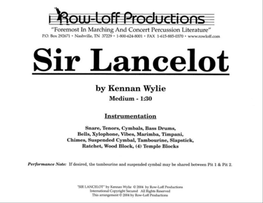 Sir Lancelot w/Tutor Tracks Percussion Ensemble scores gallery preview page 2