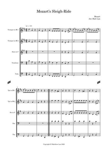 Mozart's Sleigh Ride (Brass Quintet)