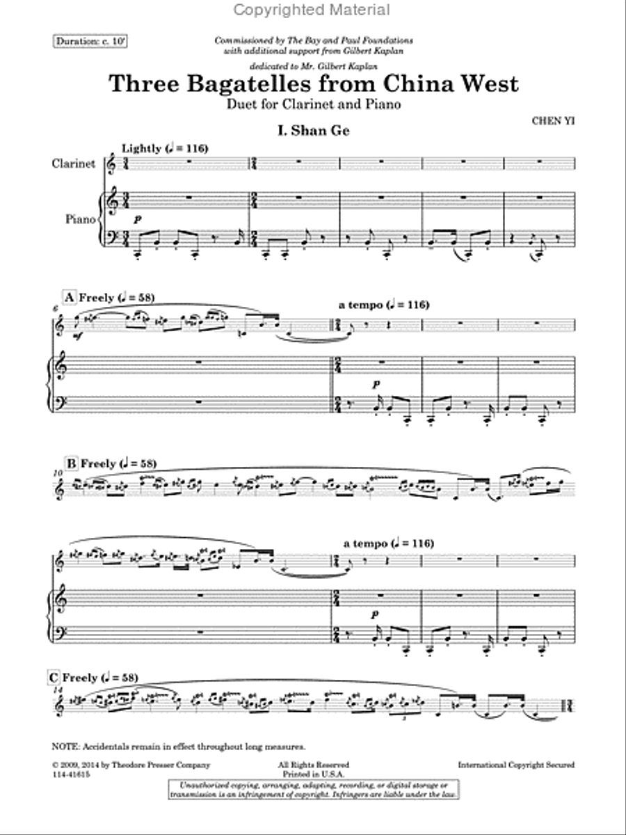 Three Bagatelles From China West Chamber Music scores gallery preview page 2