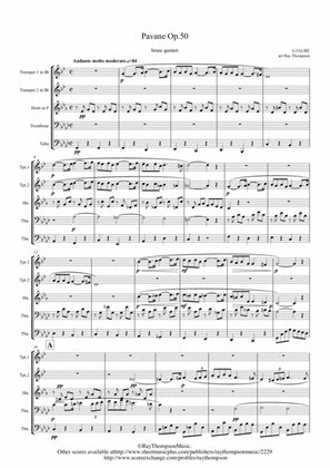 Book cover for Fauré: Pavane Op.50 (transposed into F minor) - brass quintet