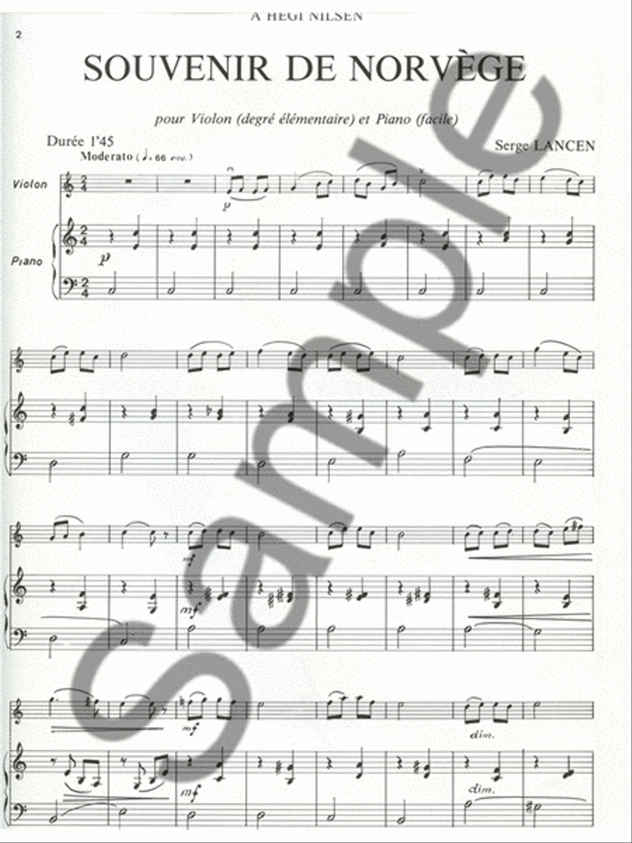 Lancen Souvenir De Norvege Lm060 Violin & Piano Book Violin Solo scores gallery preview page 2