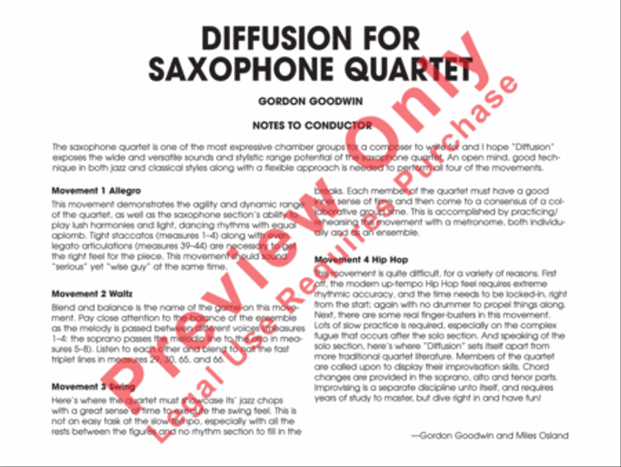 Diffusion for Sax Quartet Small Ensemble scores gallery preview page 3
