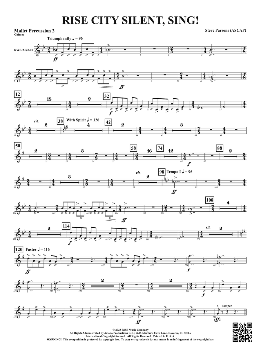 Rise City Silent, Sing!: 2nd Mallet Percussion Percussion scores gallery preview page 1