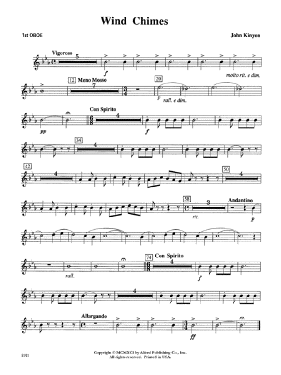 Wind Chimes: Oboe Concert Band scores gallery preview page 1