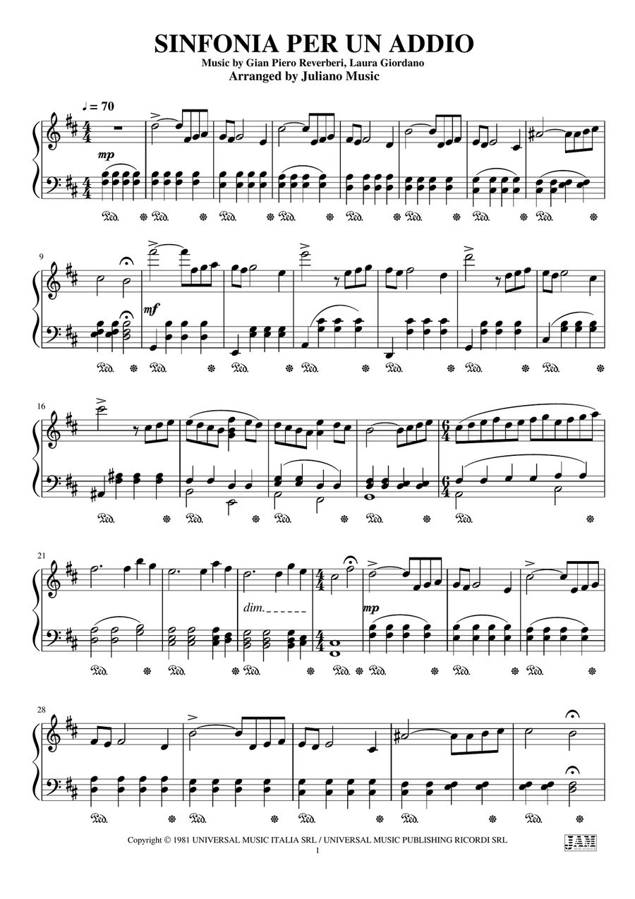Sinfonia Per Un Addio Piano Solo scores gallery preview page 3