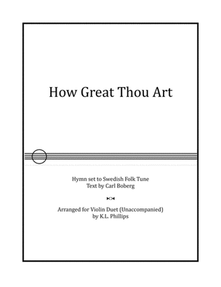 Book cover for How Great Thou Art - Violin Duet (Unaccompanied)