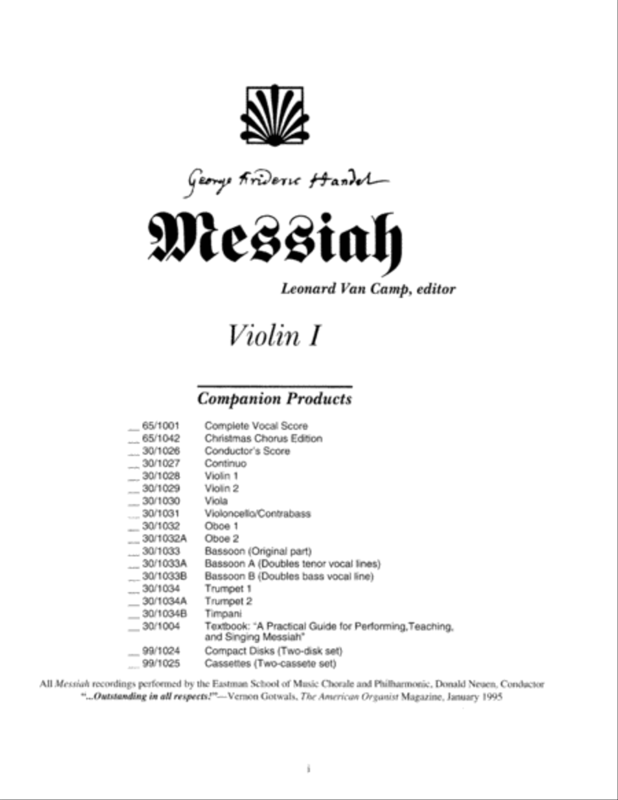 Messiah - Violin I Violin Solo scores gallery preview page 3