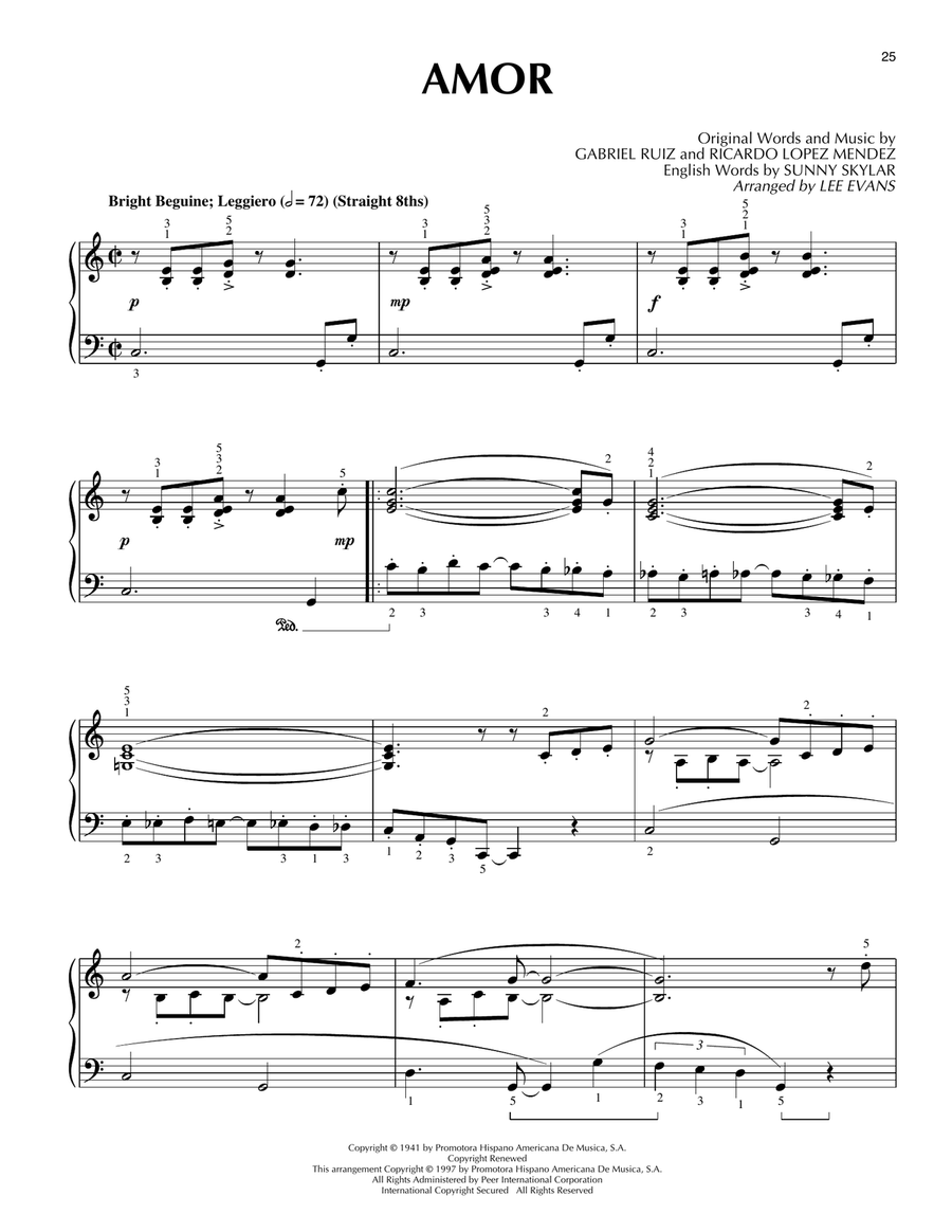 Amor (Amor, Amor, Amor) Amor (Amor, Amor, Amor) Piano Solo scores gallery preview page 1