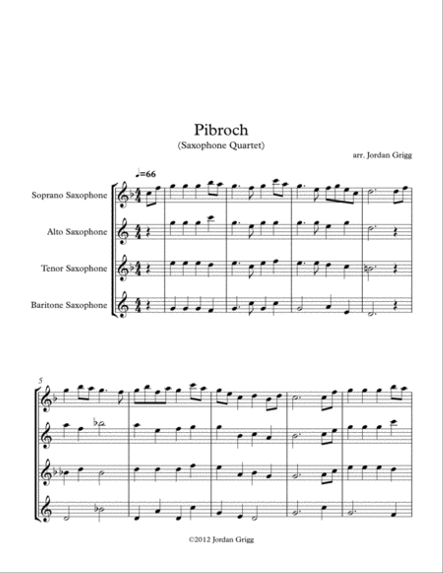 Pibroch (Saxophone Quartet) Saxophone Quartet scores gallery preview page 1