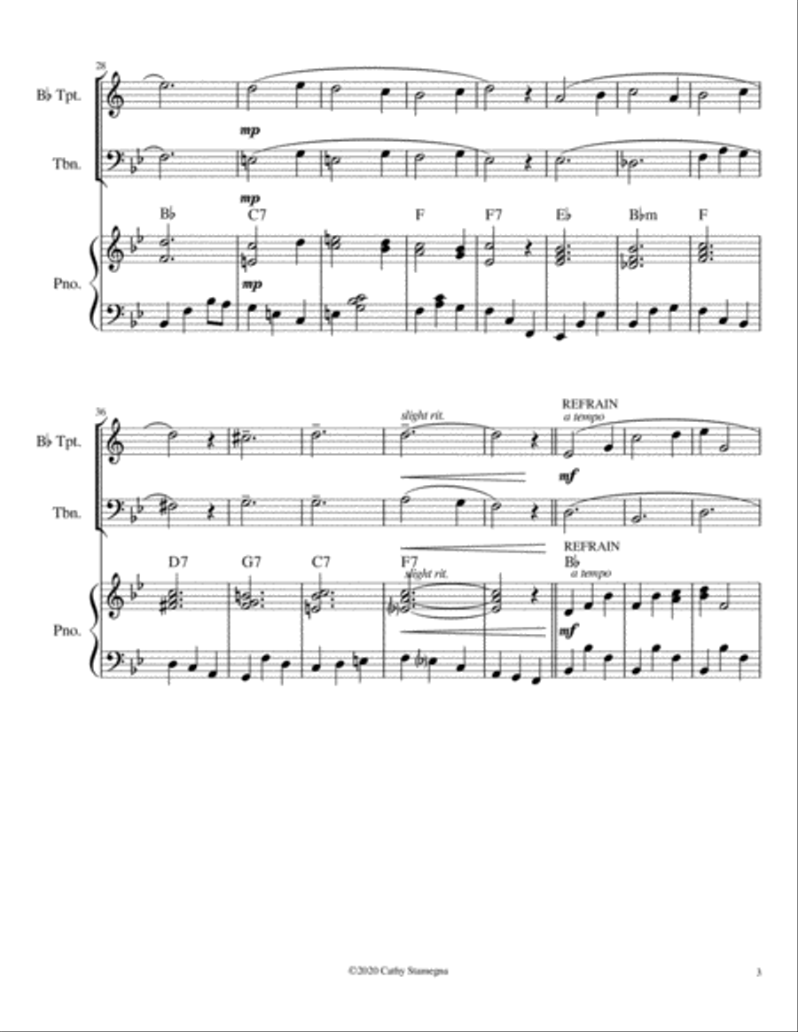 Let Me Call You Sweetheart (Bb Trumpet/Trombone Duet, Chords, Piano Accompaniment) Brass Duet scores gallery preview page 5