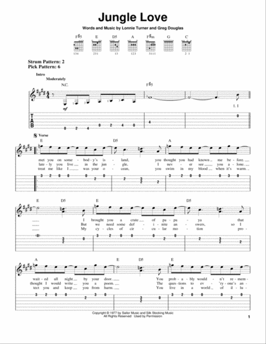 Jungle Love Acoustic Guitar scores gallery preview page 1