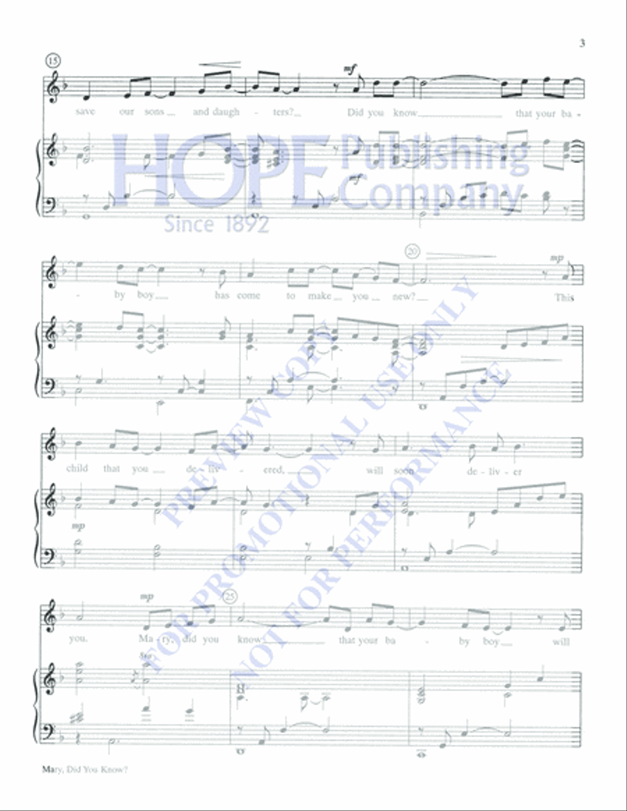 Mary, Did You Know? Solo Mary, Did You Know? Solo 4-Part scores gallery preview page 3