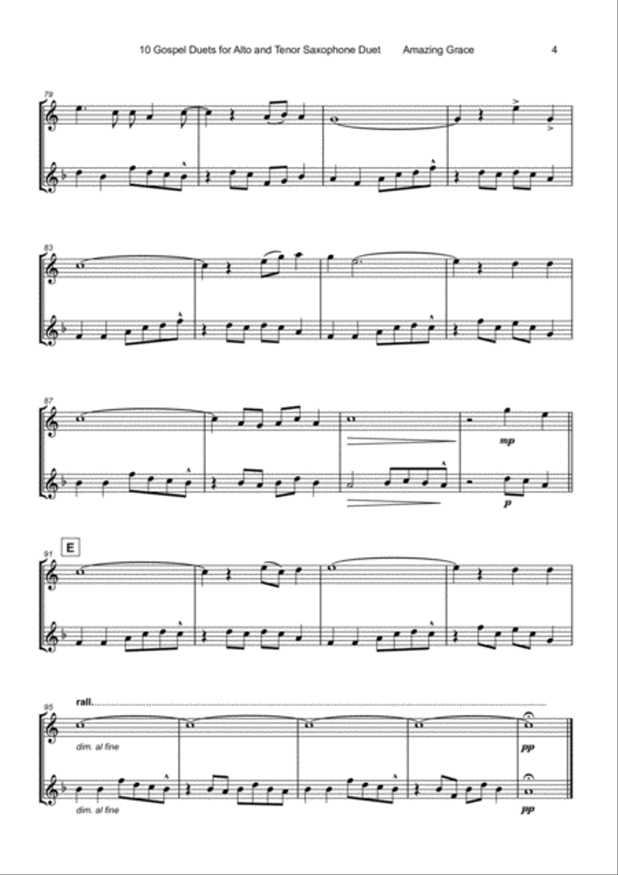 10 Gospel Duets for Alto and Tenor Saxophone Woodwind Duet scores gallery preview page 6