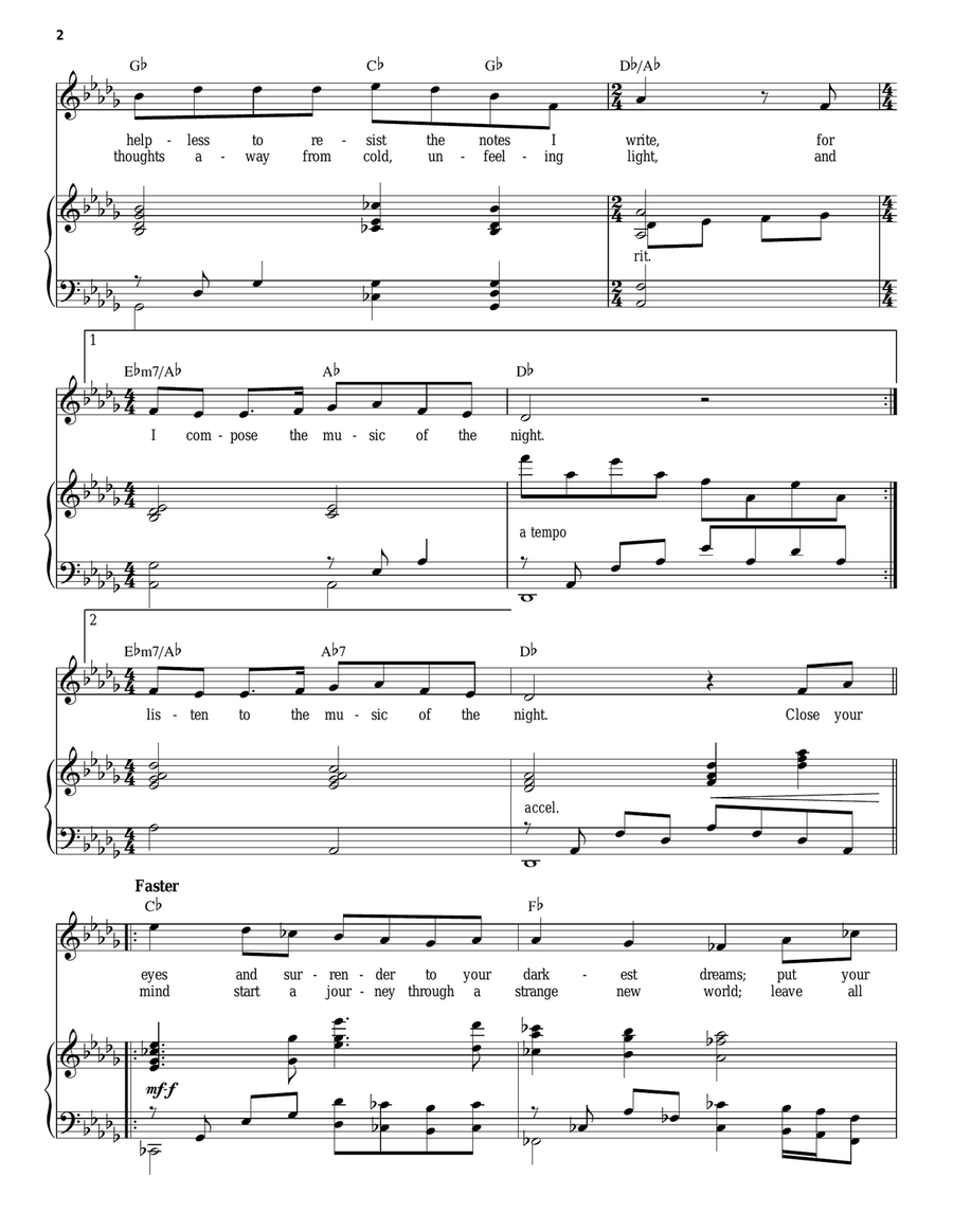 The Music Of The Night (from The Phantom Of The Opera) Piano, Vocal scores gallery preview page 2