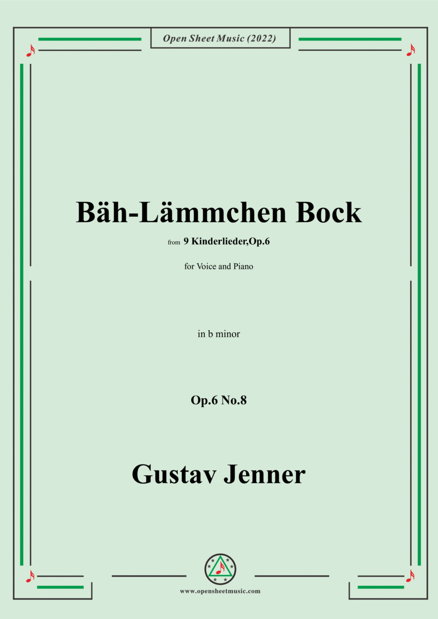 Jenner-Bäh-Lämmchen Bock,in b minor,Op.6 No.8 Voice scores gallery preview page 1