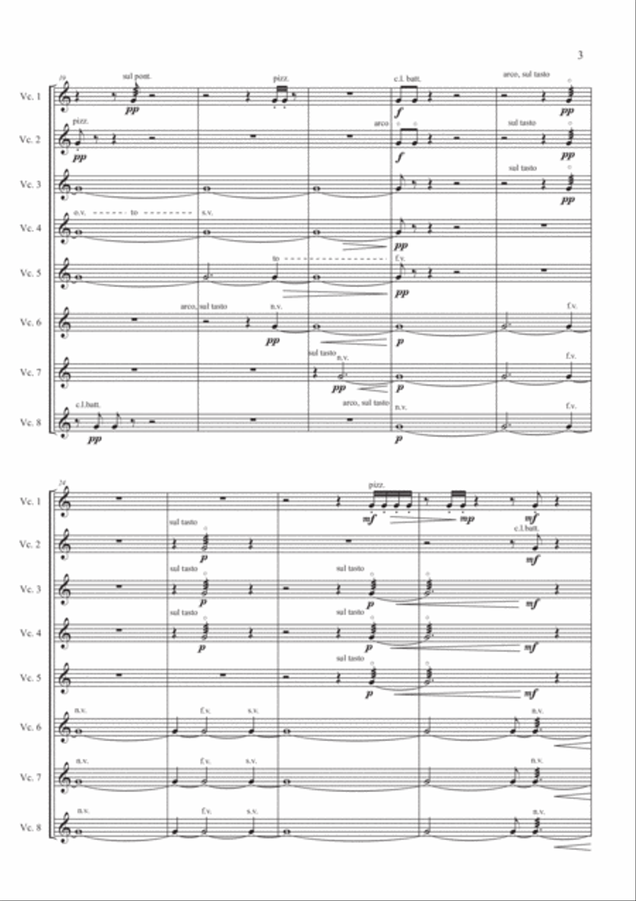 Timbral Timbres (cello octet) Large Ensemble scores gallery preview page 3
