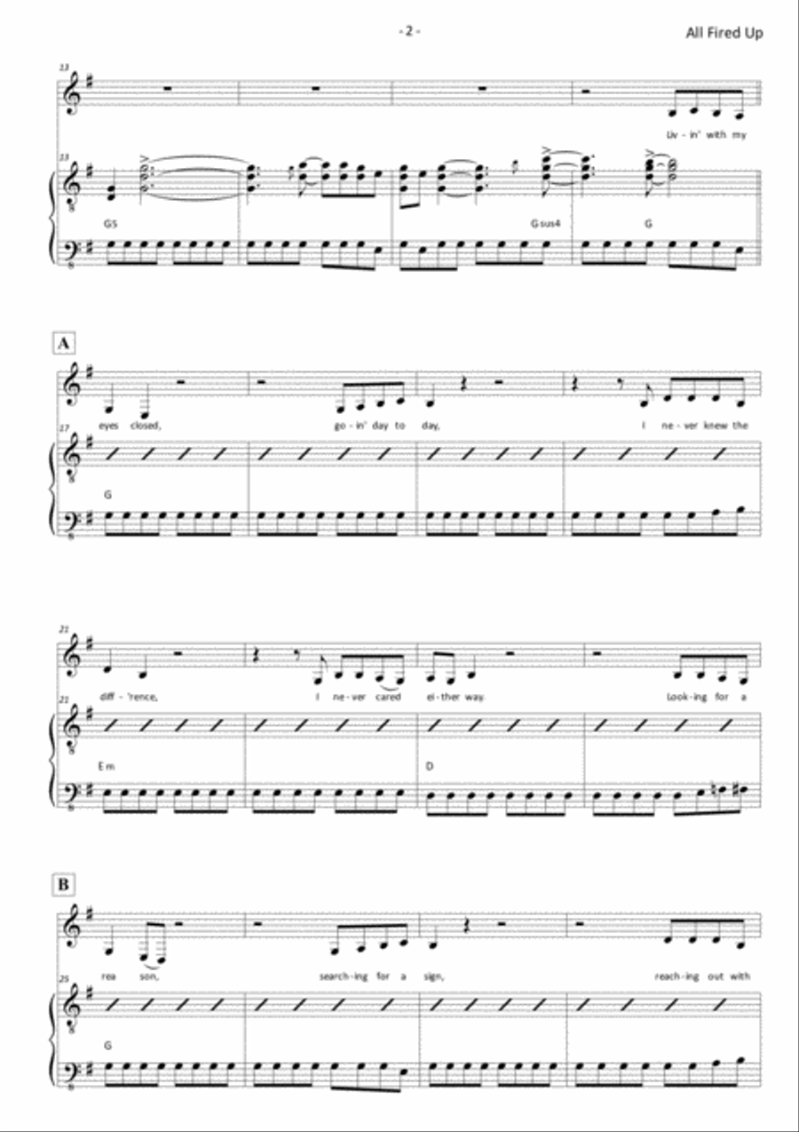 All Fired Up All Fired Up Piano, Vocal, Guitar scores gallery preview page 2