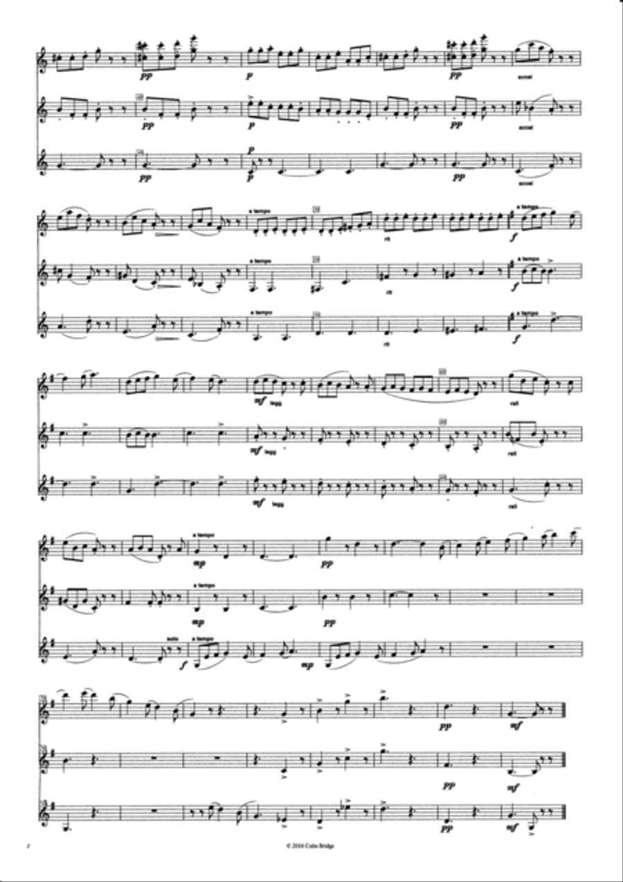 One Summer's Day (1916) by H Baynton-Power for Clarinet Trio (2 Bb & Bass) Clarinet Trio scores gallery preview page 4