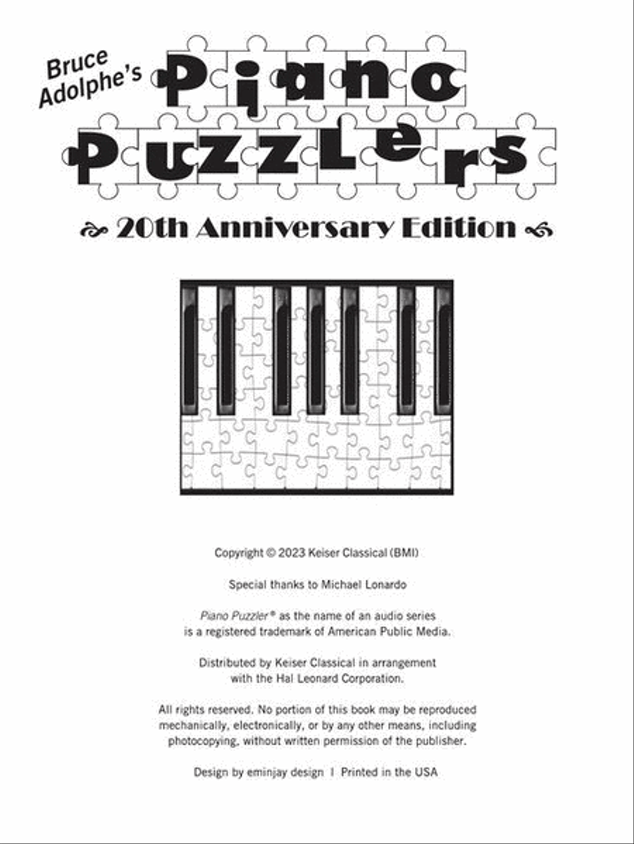 Bruce Adolphe's Piano Puzzlers – 20th Anniversary Edition Piano Solo scores gallery preview page 3