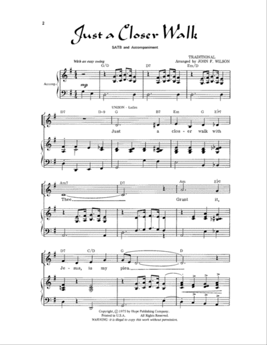 Just a Closer Walk Just a Closer Walk Choir scores gallery preview page 2