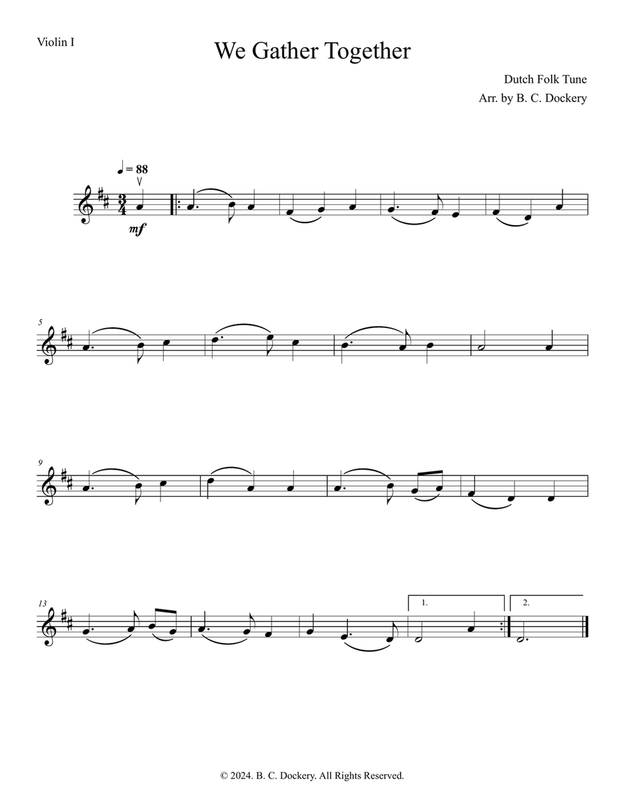 We Gather Together (String Quartet) String Quartet scores gallery preview page 3
