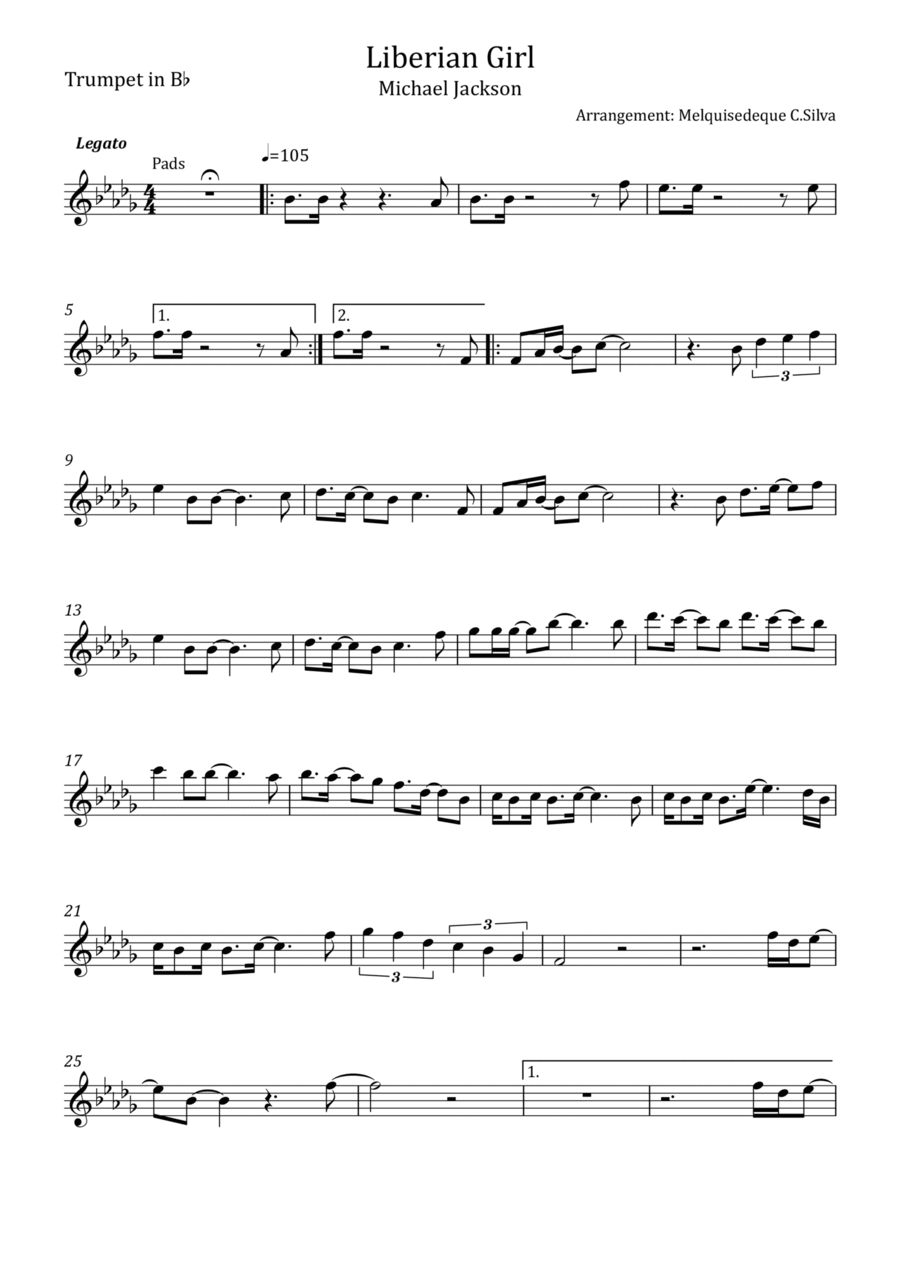 Liberian Girl Trumpet Solo scores gallery preview page 1