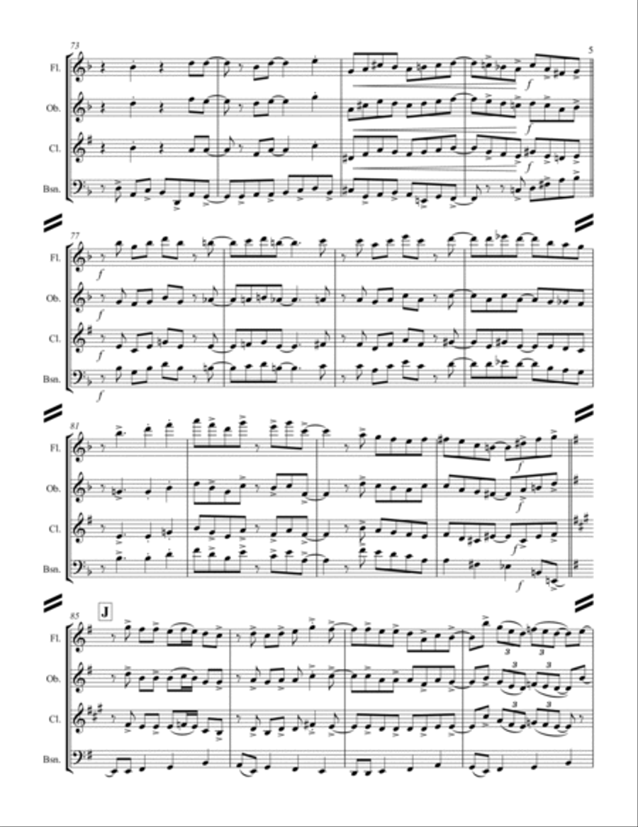 Fly Me To The Moon (in Other Words) Woodwind Quartet scores gallery preview page 6