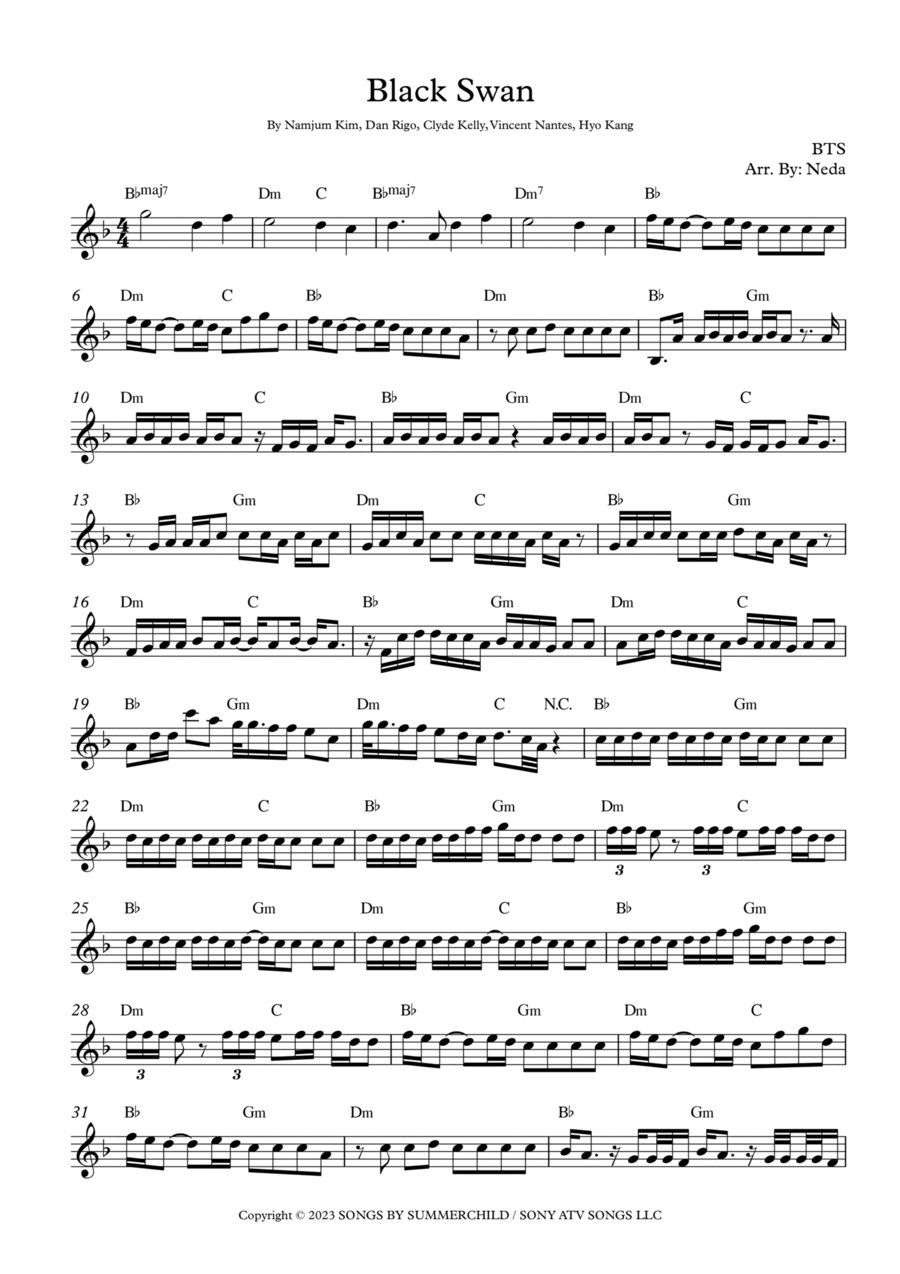 Black Swan Piano scores gallery preview page 1