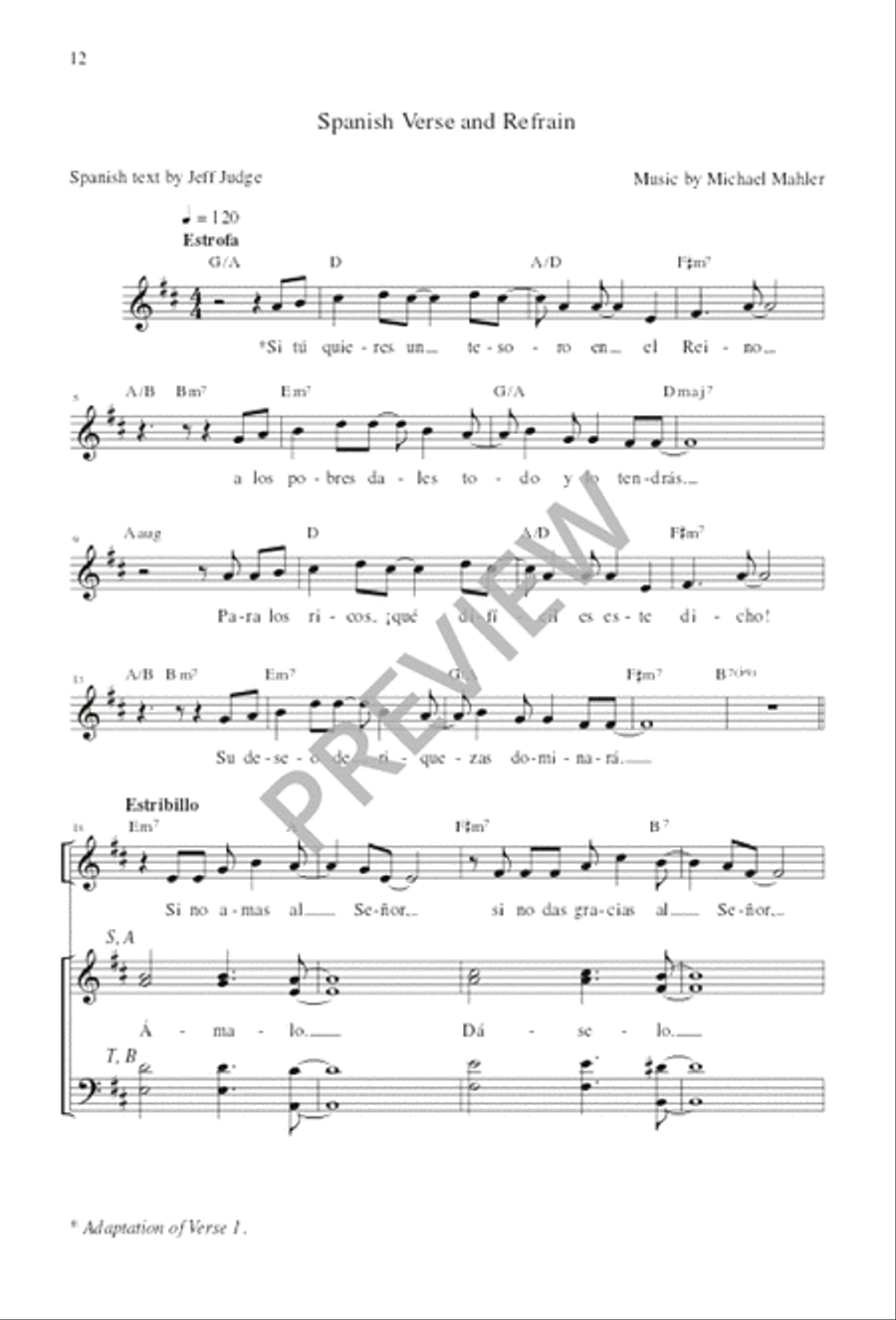 Give the Lord Your Heart / Le Das Tu Corazón 4-Part scores gallery preview page 12