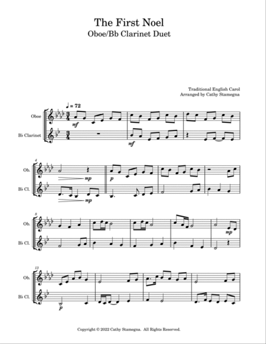 The First Noel (Oboe/Bb Clarinet Duet) Woodwind Duet scores gallery preview page 2