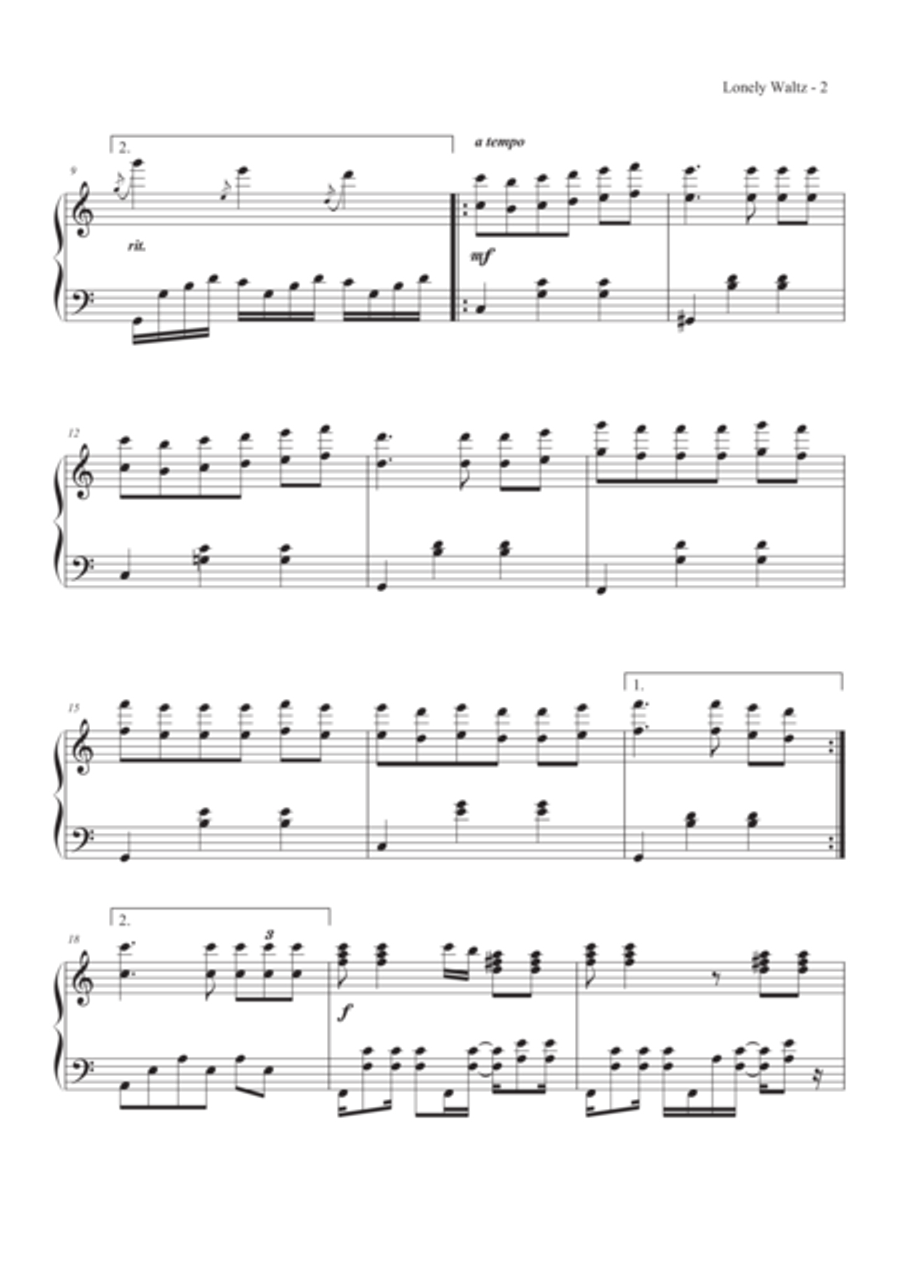 Lonely Waltz Piano Solo scores gallery preview page 4