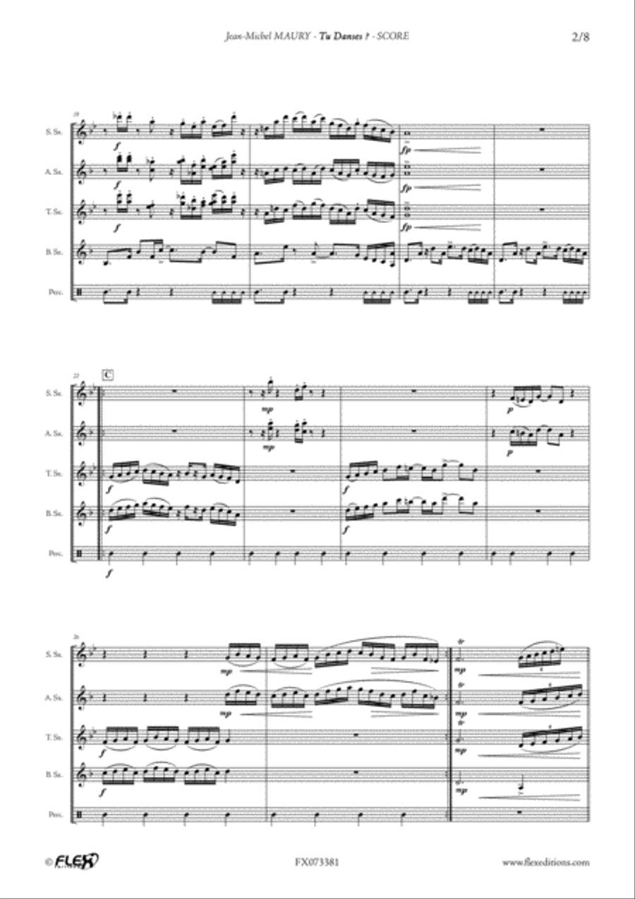 Tu Danses ? Tu Danses ? Tenor Saxophone scores gallery preview page 3