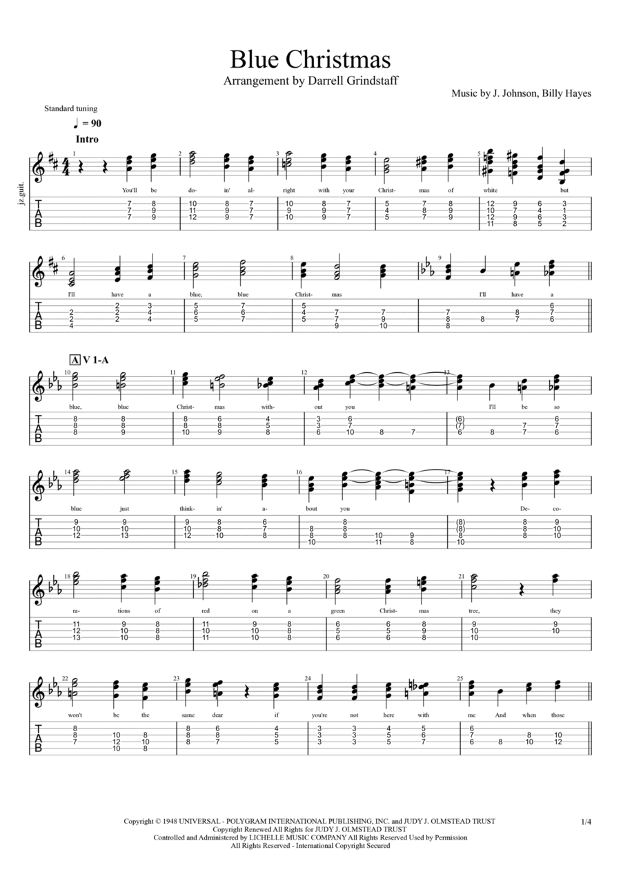 Blue Christmas Electric Guitar scores gallery preview page 1