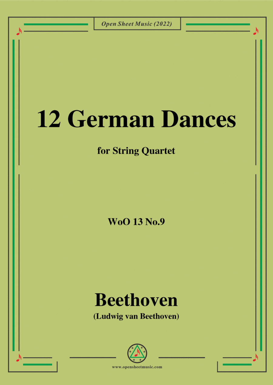 Beethoven-German Dance,WoO 13 No.9,for String Quartet String Quartet scores gallery preview page 1