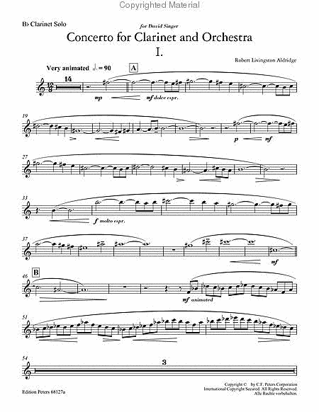 Concerto for Clarinet and Orchestra (Clarinet Solo Part)