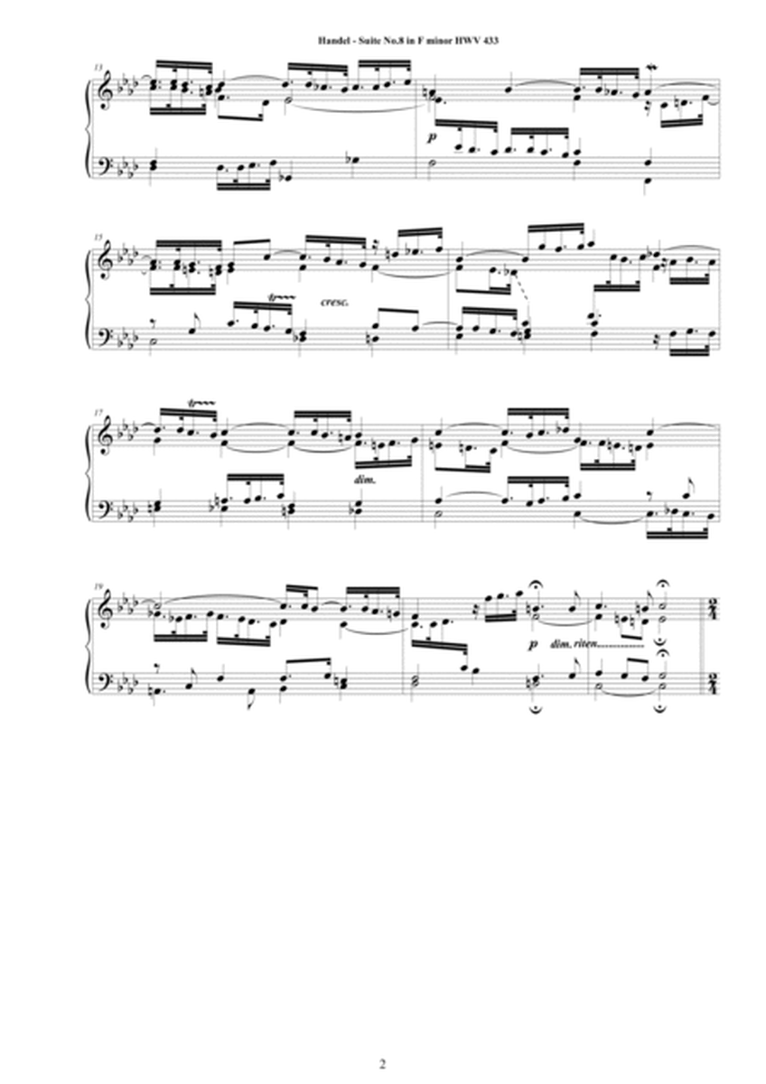 Handel - Piano Suite No.8 in F minor HWV 433 image number null