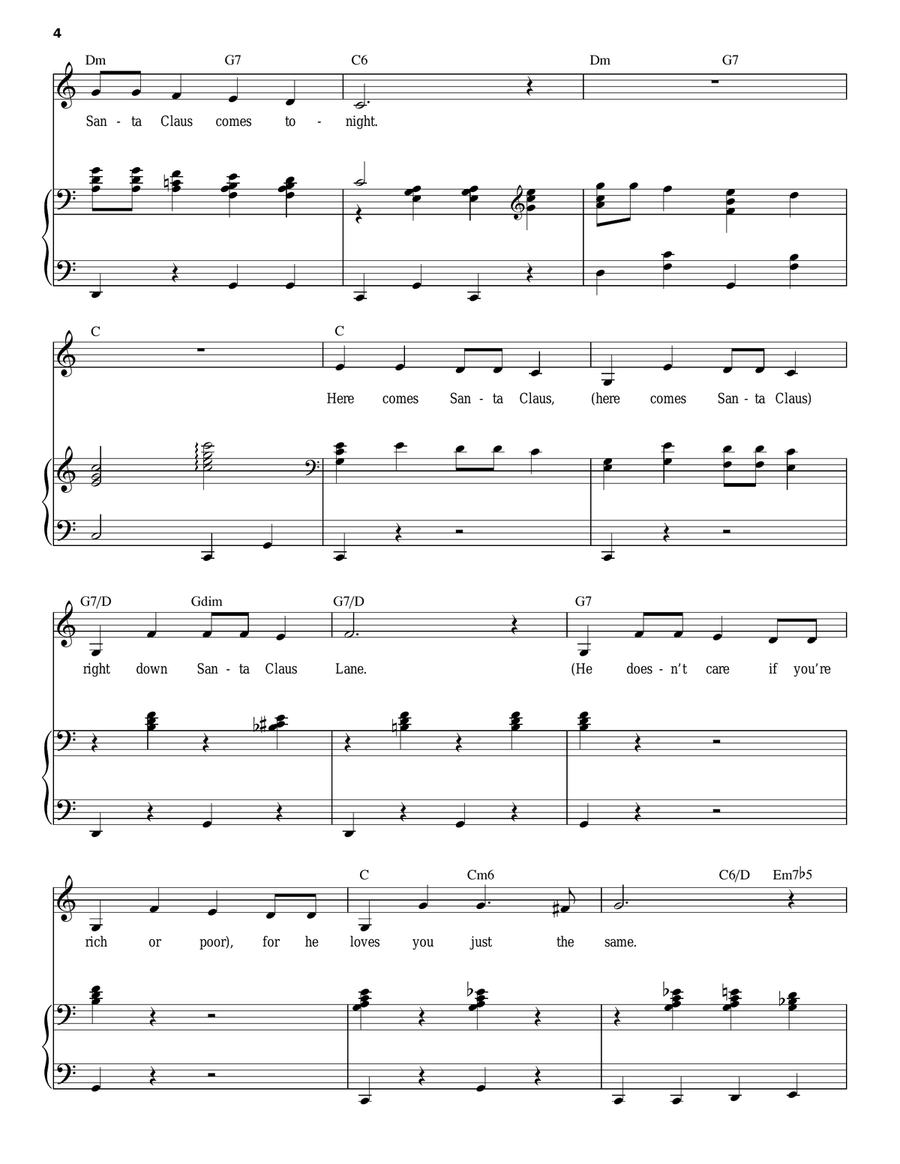 Here Comes Santa Claus (Right Down Santa Claus Lane) Piano, Vocal scores gallery preview page 4